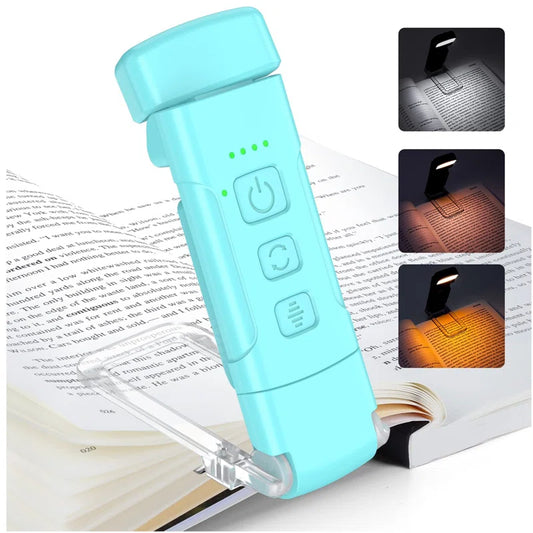 Book Light with Timer, Usb Rechargeable Reading Light with Memory Function, 1.4 Oz Ultralight Clip-On Bookmark Light, 3 Colors & 5 Brightness, 500 Mah up to 80+Hrs, Perfect for Bookworms (Black)