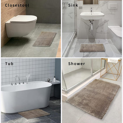 Bathroom Rugs Non-Slip, Soft Shaggy Bath Rugs for Bathroom, Microfiber Bath Mats for Bathroom Floor, Absorbent Plush Bathroom Mats, Machine Washable Bathroom Rug Mat 24X36 Inches Beige